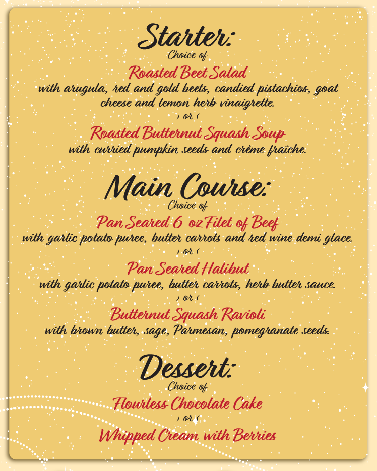 Full Christmas Menu - contact us for specifics: (707) 539-0415 x 5